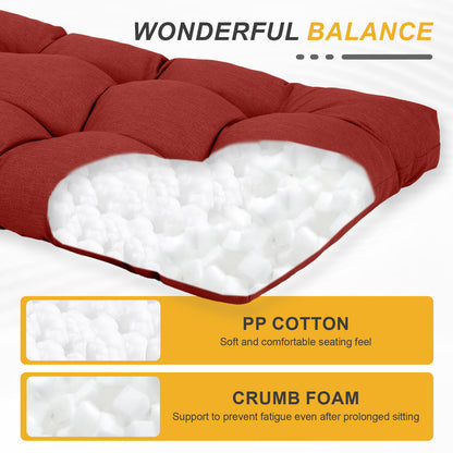 76"x22"x5.1" Polyester Tufted Chaise Lounge Cushion for Outdoor Wicker Chaise Lounge Use, 2 Packs - Red