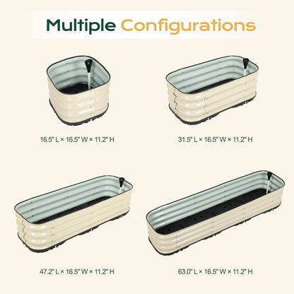 11" Tall Galvanized Raised Garden Bed, Self-Watering Planter Box - 63"x16.5"