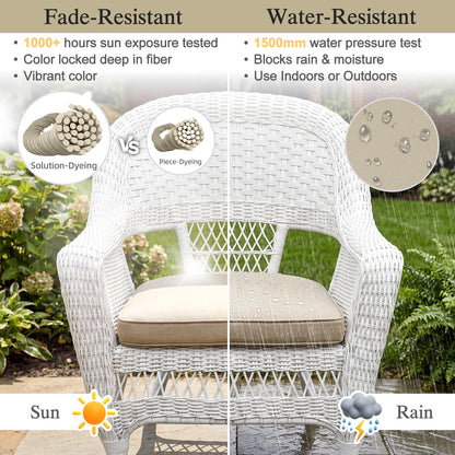 Outdoor Dining Chair Cushions Set, Patio Seat Pads, Khaki