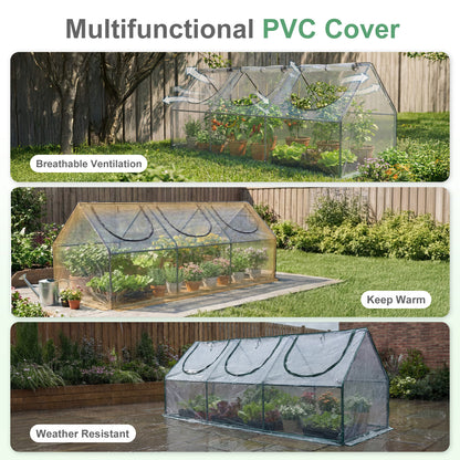 Mini Greenhouse with Zipper Doors, Waterproof & UV Protected, Transparent
