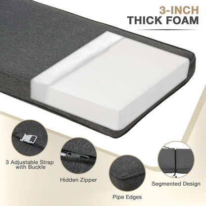 72x21x3 inch Patio Chaise Lounger Cushions Set of 2 - Charcoal