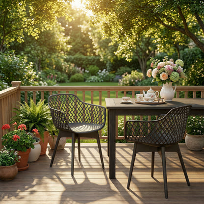 Modern Dining Chairs Set, Weather-Resistant Plastic Cafe Chairs