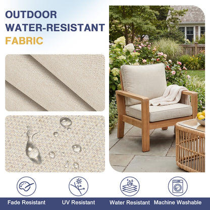 Outdoor Deep Seat Cushion Set, Patio Chair Back & Seat Cushions, Cream Beige