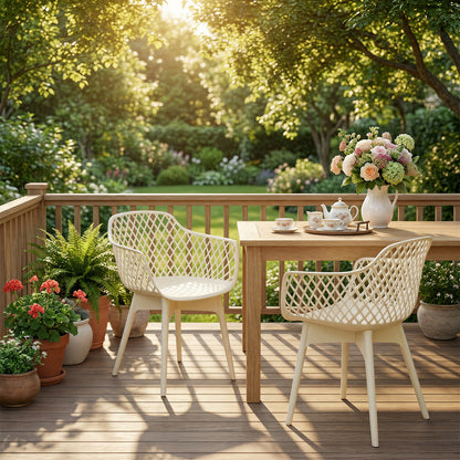 Modern Dining Chairs Set, Weather-Resistant Plastic Cafe Chairs