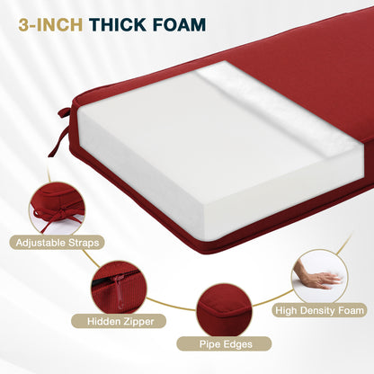 46x18x3 inch Patio Bench Cushion - Wine Red