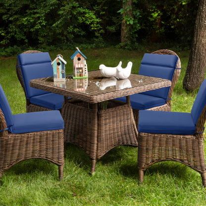 Outdoor Polyester High Back Dining Chair Cushion Set - Navy Blue