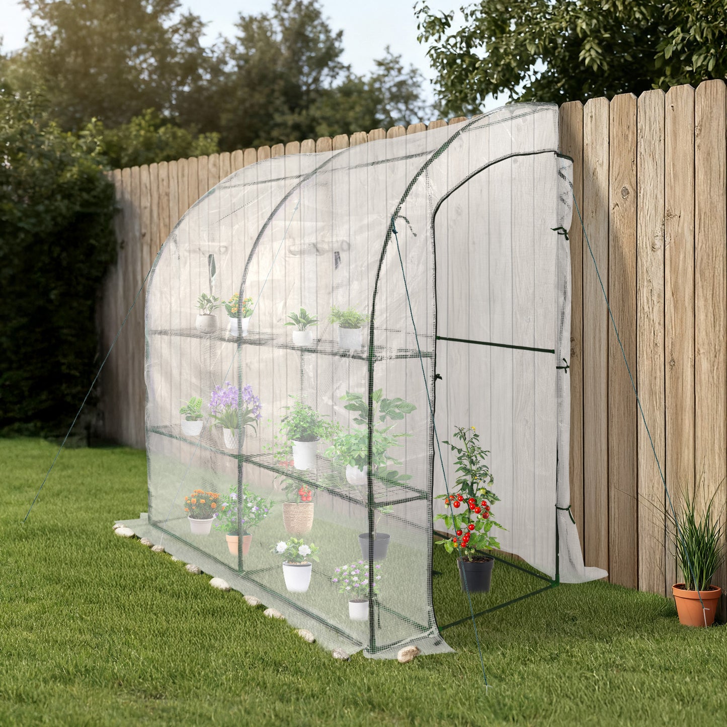 7x3x7 ft. Lean to Greenhouse for Outdoors, Portable Walk-in Greenhouse
