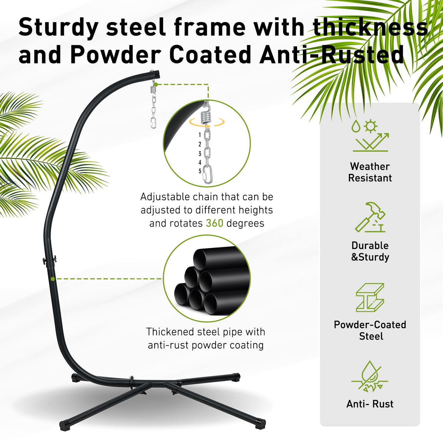 Hammock Steel Stand Only C-Stand - 300 Pound Capacity