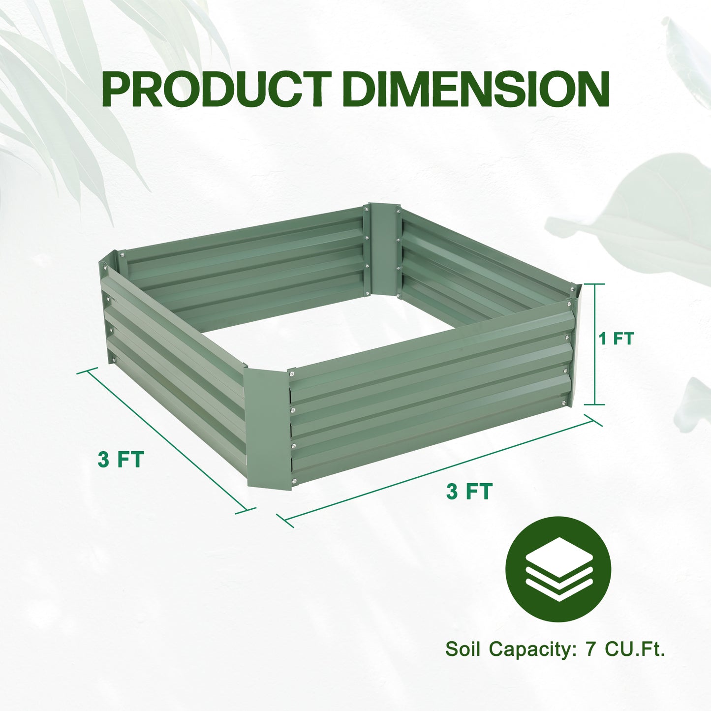 11" Tall Metal Raised Garden Bed, Galvanized Steel Planter Box - 4'x2'