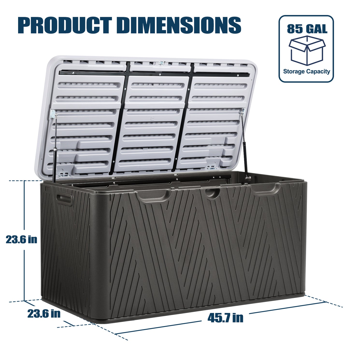 85 Gallon Deck Box, Outdoor Patio Bench Storage Box Weather-Resistant Lockable Aoodor 