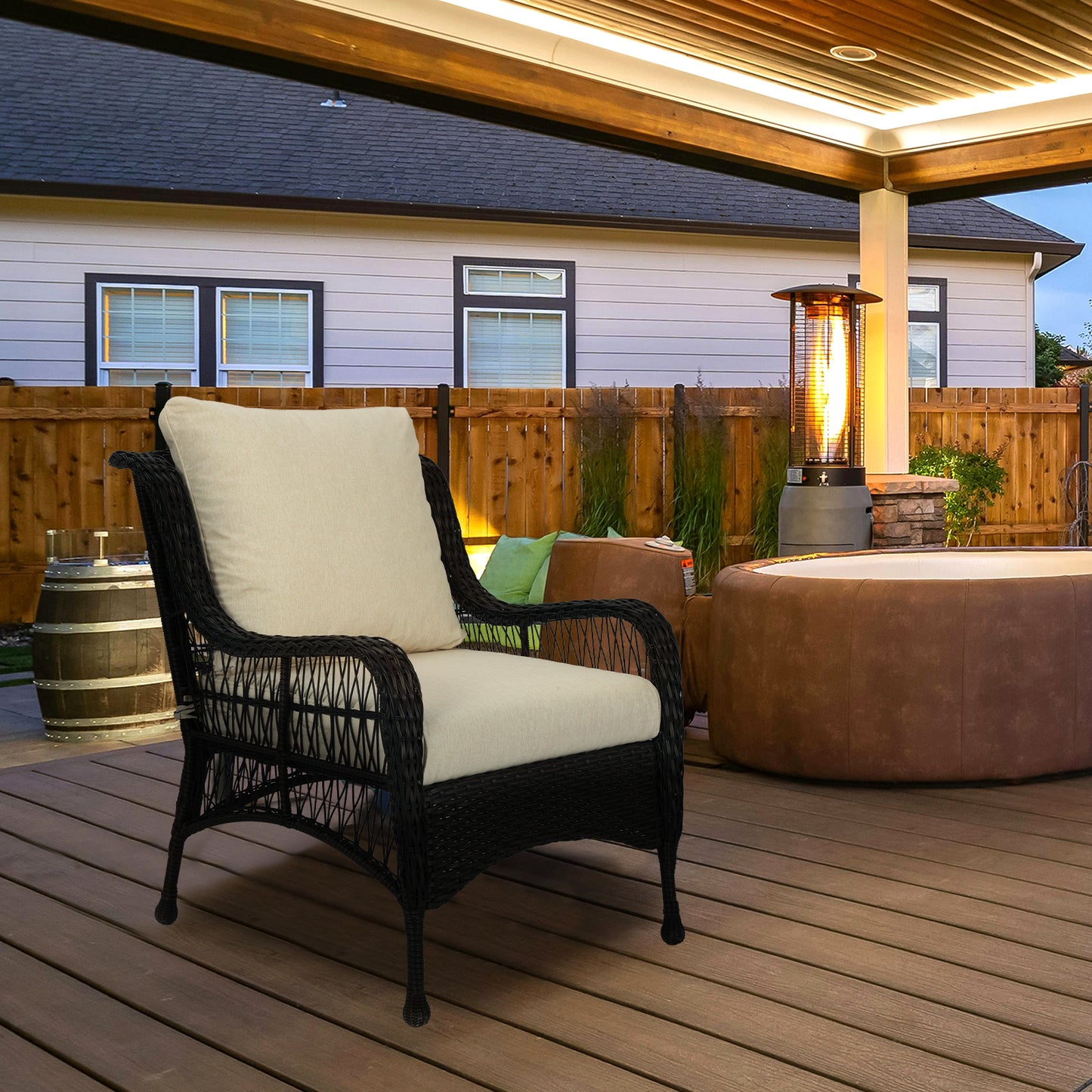 Outdoor Deep Seat Cushion Set, Waterproof Patio Chair Cushions, Beige