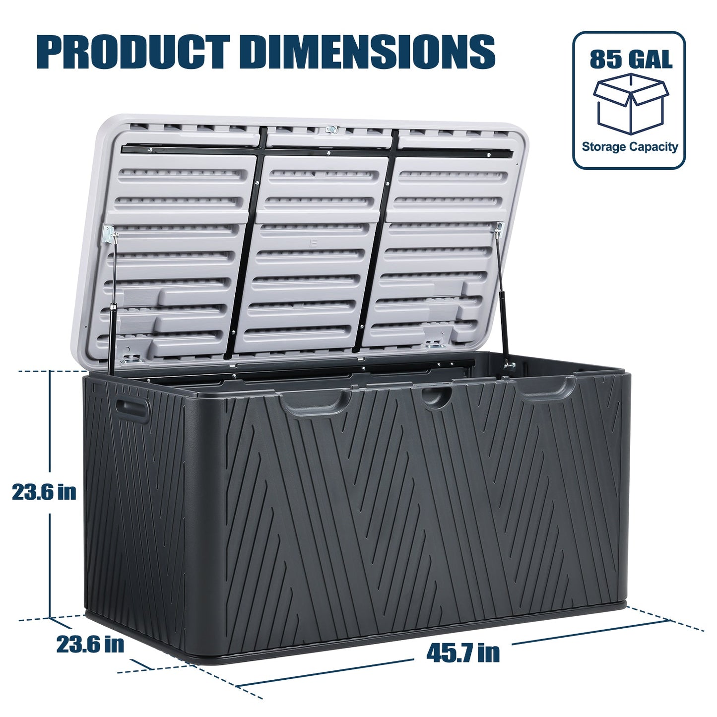 85 Gallon Deck Box, Outdoor Patio Bench Storage Box Weather-Resistant Lockable Aoodor 