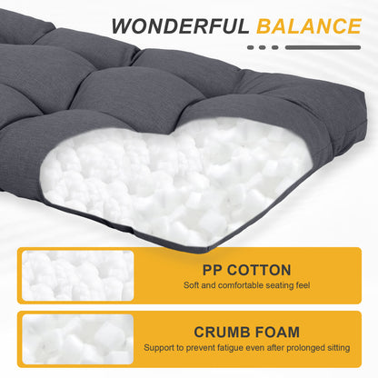 76"x22"x5.1" Polyester Tufted Chaise Lounge Cushion for Outdoor Wicker Chaise Lounge Use, 2 Packs - Dark Gray