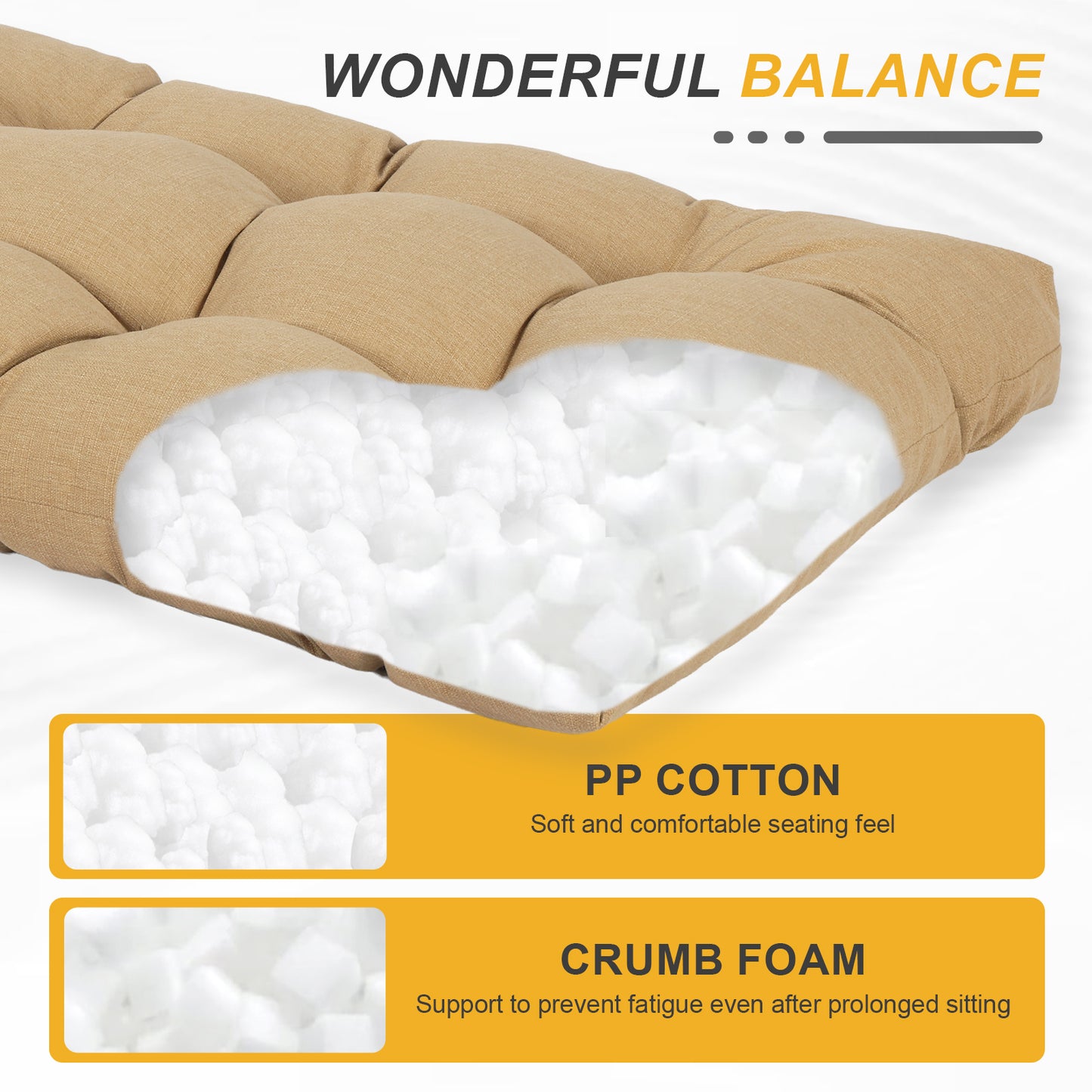76"x22"x5.1" Polyester Tufted Chaise Lounge Cushion for Outdoor Wicker Chaise Lounge Use, 2 Packs - Brown Aoodor 