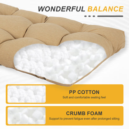76"x22"x5.1" Polyester Tufted Chaise Lounge Cushion for Outdoor Wicker Chaise Lounge Use, 2 Packs - Brown