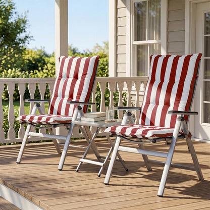 47x21x2.4 inch High Back Tufted Patio Chair Cushions, Red Stripe