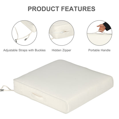 Outdoor Chair Cushions Set of 2 with Handle and Ties, Water Resistant Patio Seat Pads, Ivory