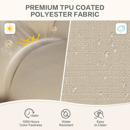 19x19x5 Inch Tufted Outdoor Chair Cushions, Water and Fade Resistant Polyester Dining Chair Pads with Ties - Khaki