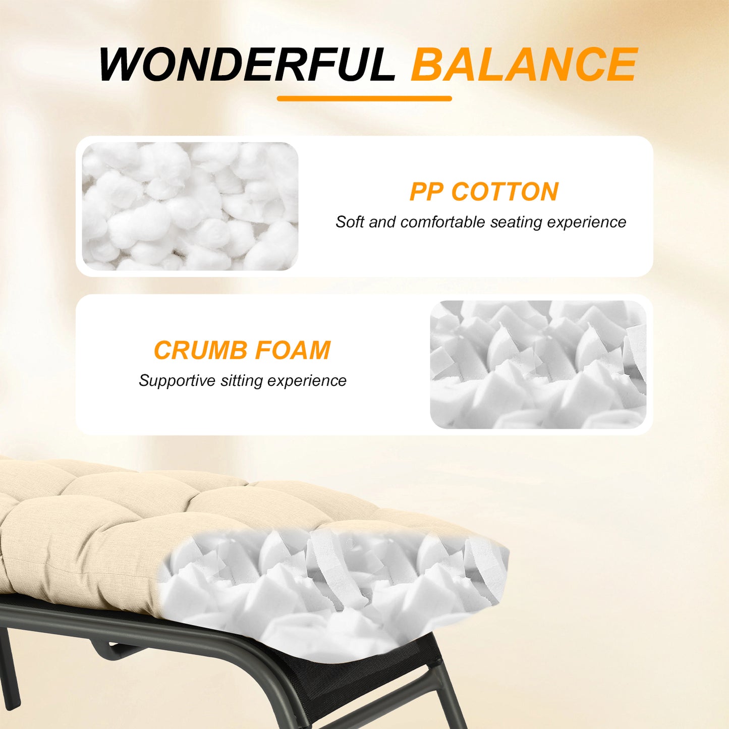 76"x22"x5.1" Polyester Tufted Chaise Lounge Cushion for Outdoor Wicker Chaise Lounge Use, 2 Packs - Khaki