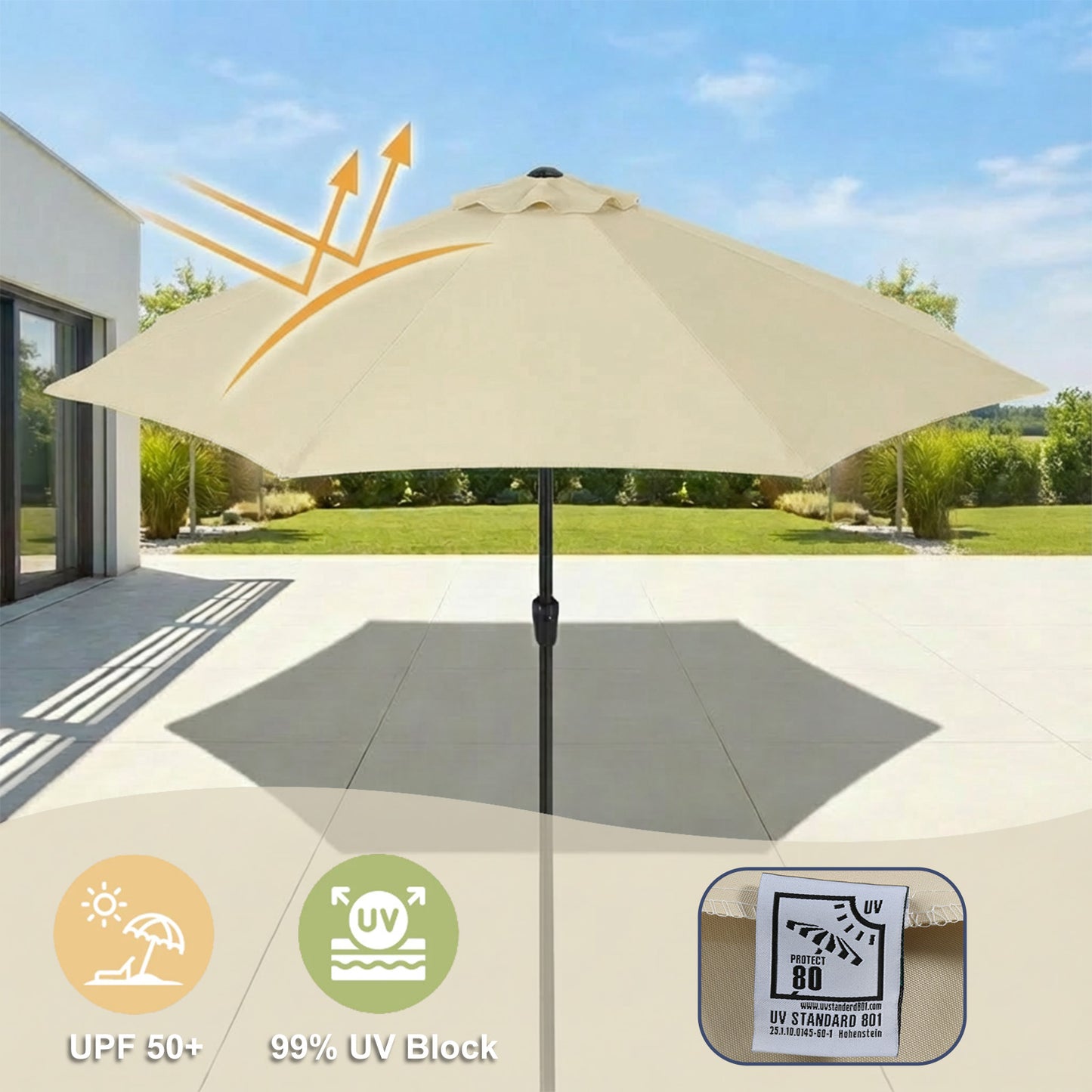 Patio Umbrella Replacement Canopy for 8 Ribs Table Umbrella
