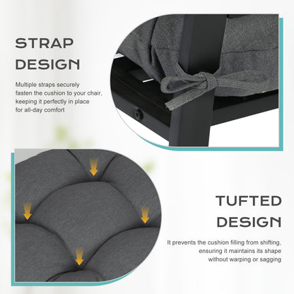 Tufted Outdoor High Back Rocking Chair Cushion Set of 2, Dark Grey