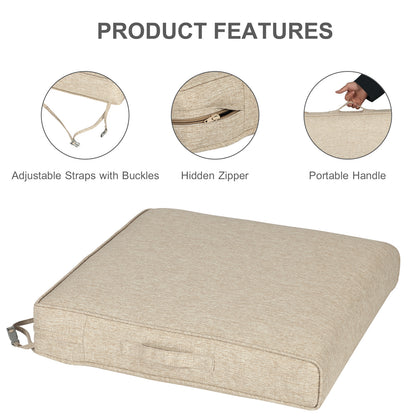 Outdoor Chair Cushions Set of 2 with Handle and Ties, Water Resistant Patio Seat Pads, Brown