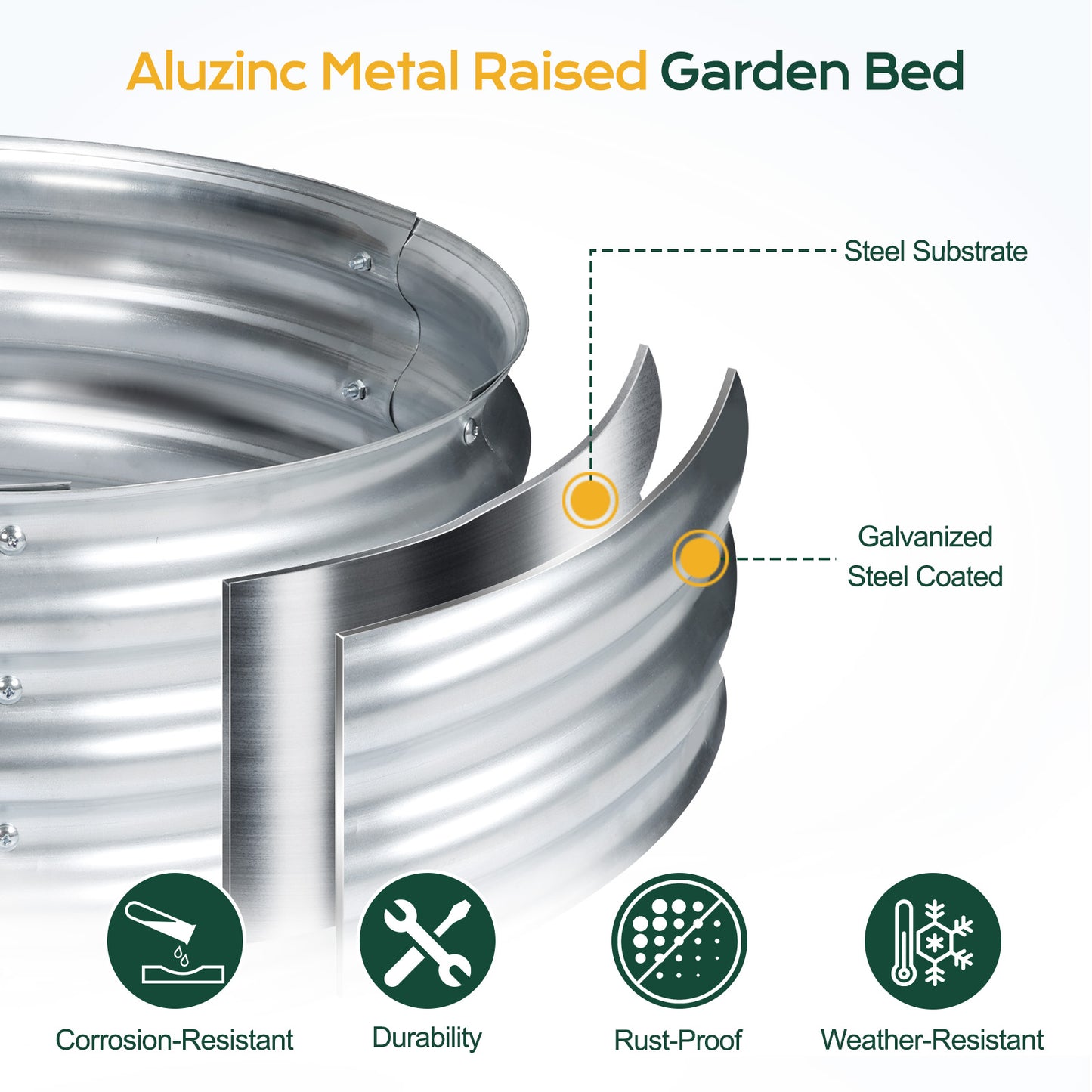 17" Tall Galvanized Raised Garden Bed Kit - 63"x31.5"