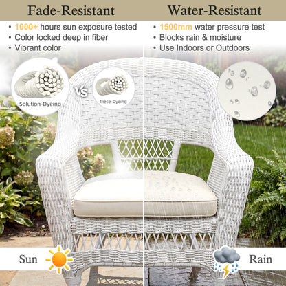 Outdoor Dining Chair Cushions Set, Patio Chair Pads, Ivory White