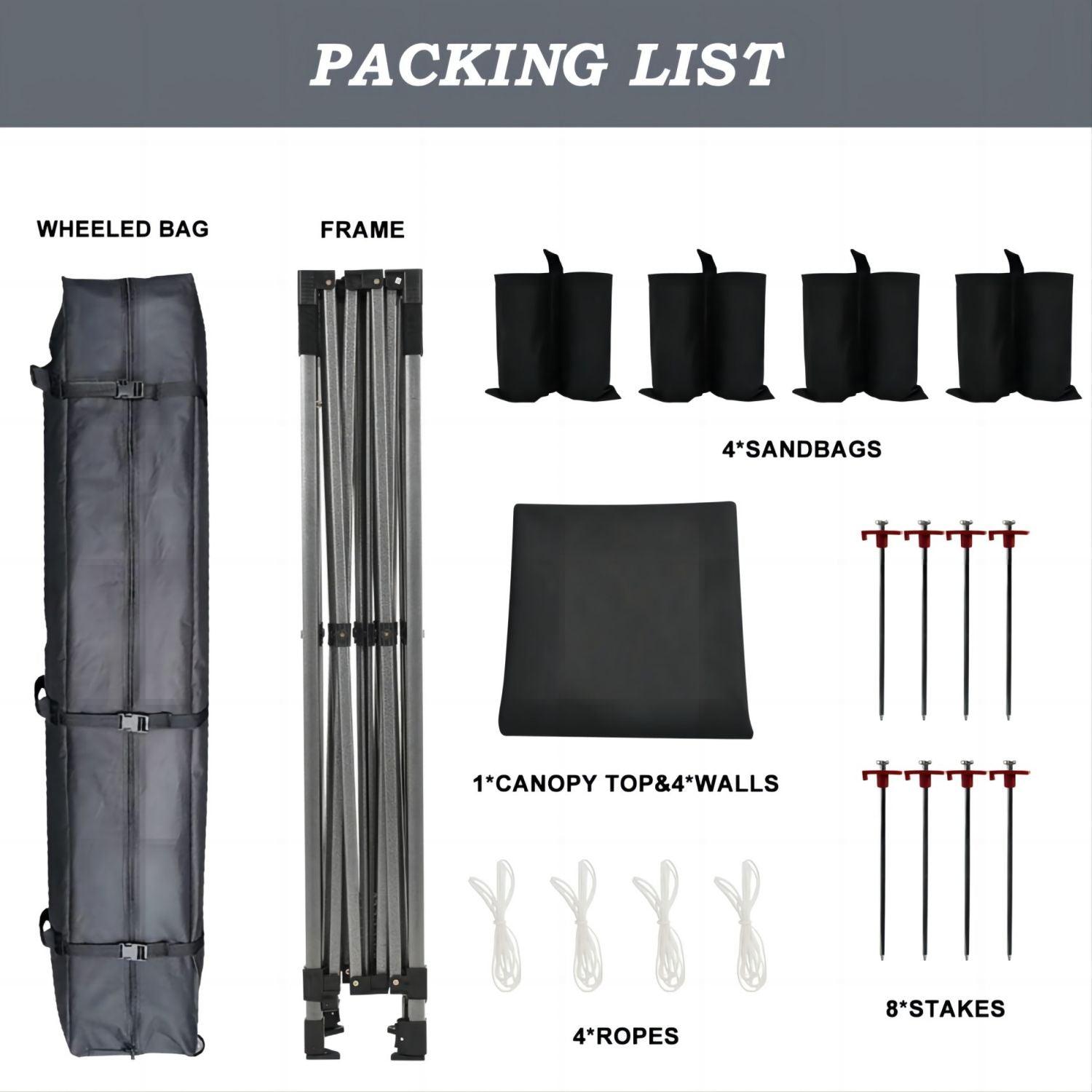 10 x 10 FT. Pop Up Canopy Tent with Windows Sidewalls, 3 Adjustable Heights, with Wheeled Bag  Aoodor    