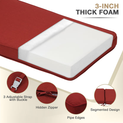 72x21x3 inch Patio Chaise Lounger Cushions Set of 2 - Wine Red