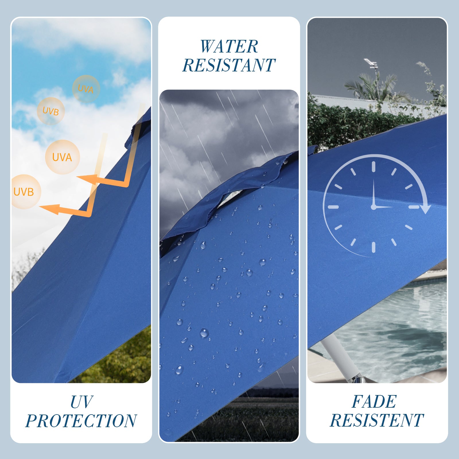 9 ft. Outdoor Patio Market Umbrella Aluminum Frame with Push Button Tilt Crank and 8 Steel Ribs