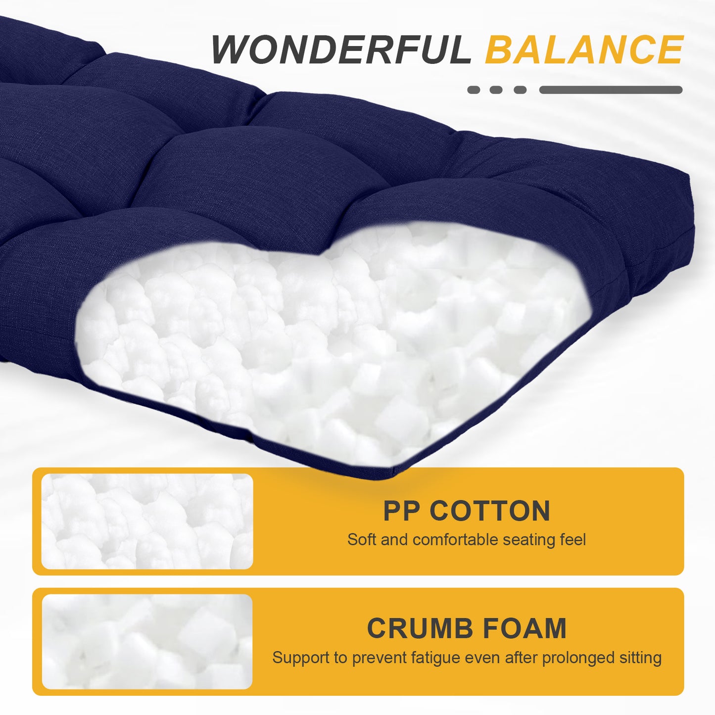 76"x22"x5.1" Polyester Tufted Chaise Lounge Cushion for Outdoor Wicker Chaise Lounge Use, 2 Packs - Dark Blue Aoodor 