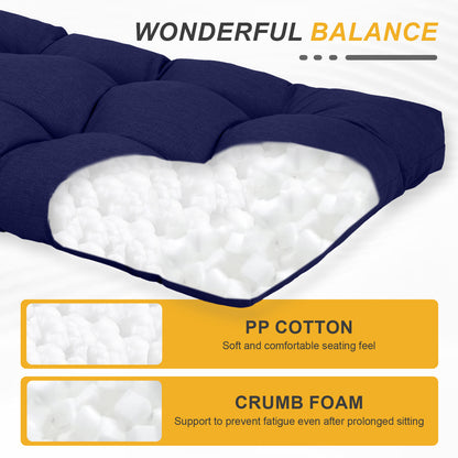 76"x22"x5.1" Polyester Tufted Chaise Lounge Cushion for Outdoor Wicker Chaise Lounge Use, 2 Packs - Dark Blue