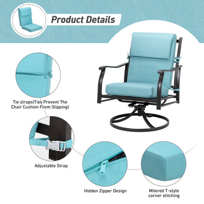 45x22x4 inch Outdoor High Back Patio Chair Cushions, Blue