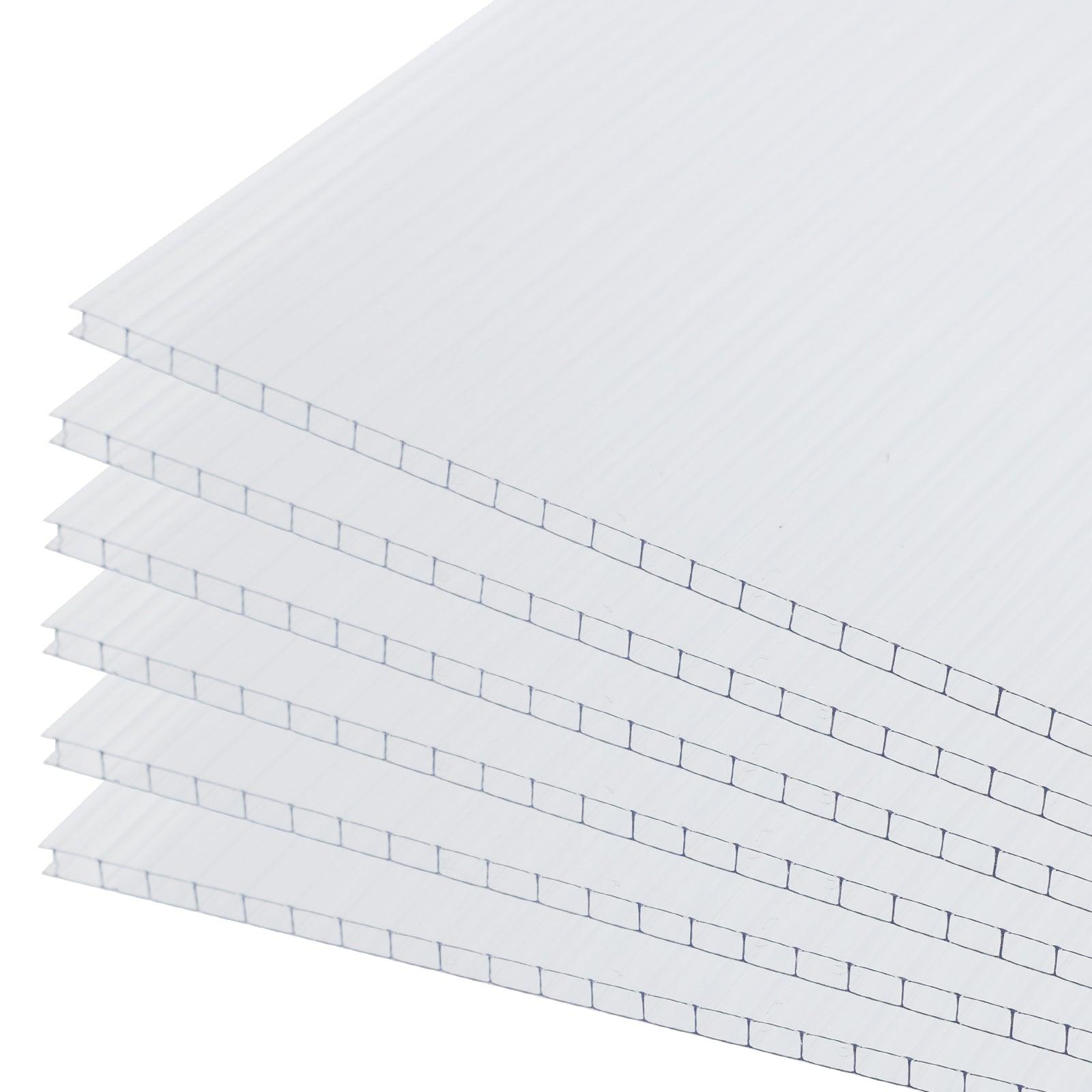 6 Pcs Polycarbonate Greenhouse Panels, Waterproof UV Protected Reinforced Sheets Aoodor
