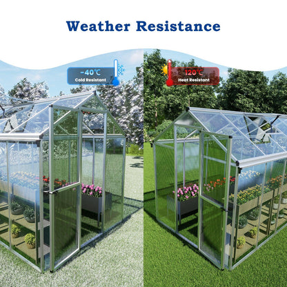 6 Pcs Polycarbonate Greenhouse Panels, Waterproof UV Protected Reinforced Sheets Aoodor