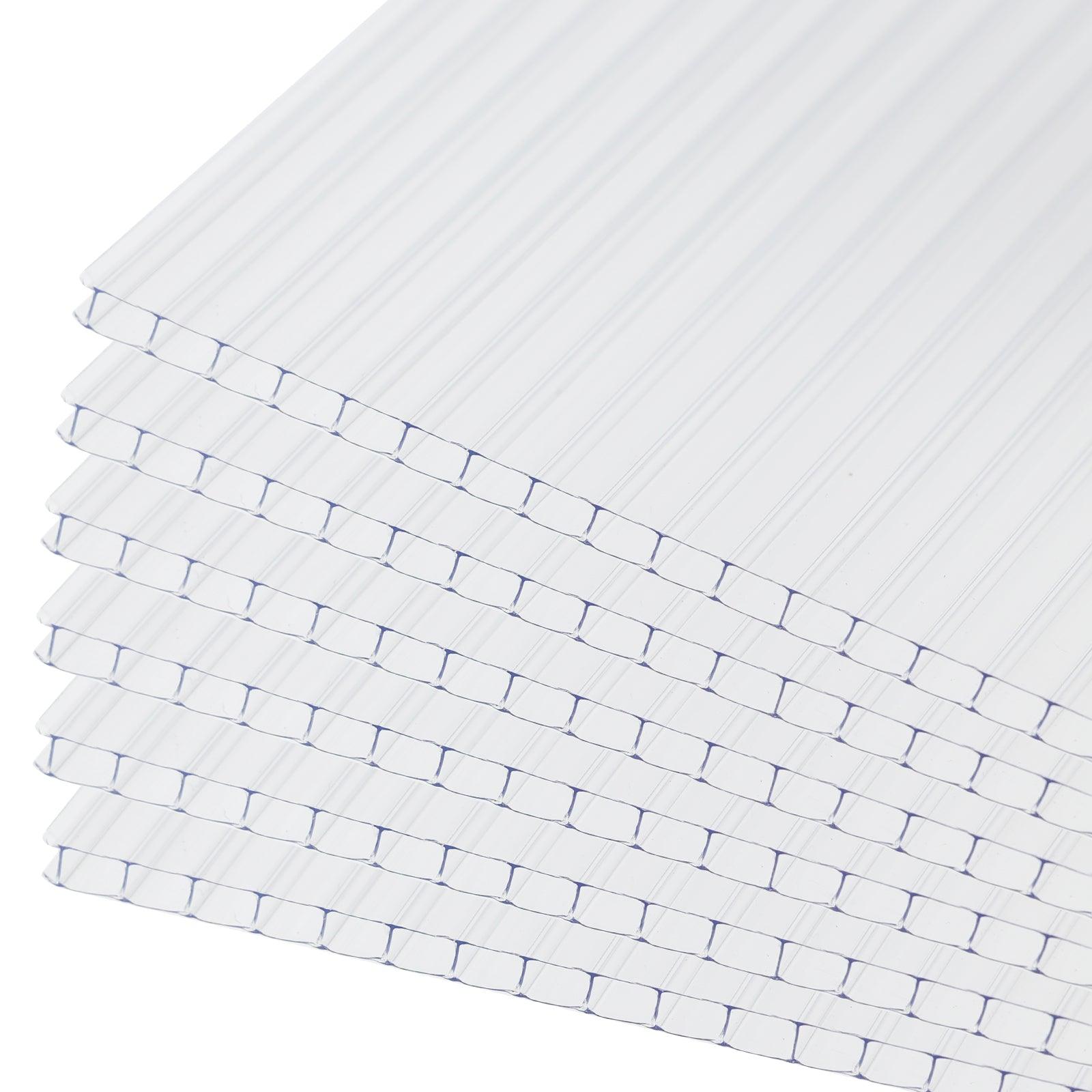 6 Pcs Polycarbonate Greenhouse Panels, Waterproof UV Protected Reinforced Sheets