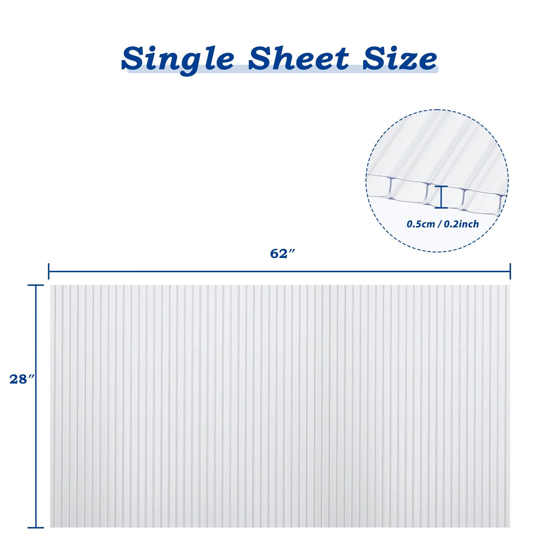 6 Pcs Polycarbonate Greenhouse Panels, Waterproof UV Protected Reinforced Sheets Aoodor