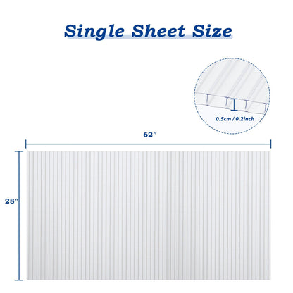 6 Pcs Polycarbonate Greenhouse Panels, Waterproof UV Protected Reinforced Sheets Aoodor