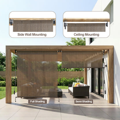 Patio Roller Shade, HDPE Fabric Outdoor Cordless Roll Up Blind with UV Protection