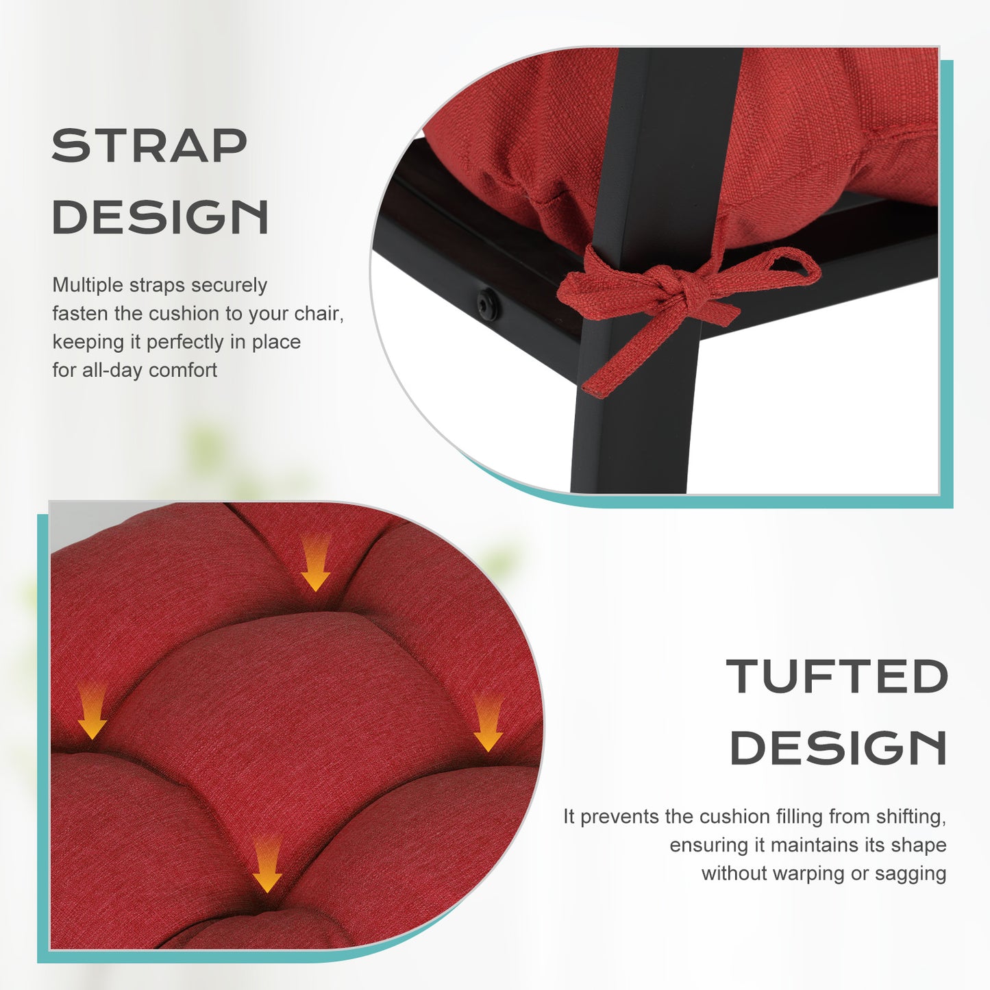 Tufted Outdoor High Back Rocking Chair Cushion Set of 2, Red