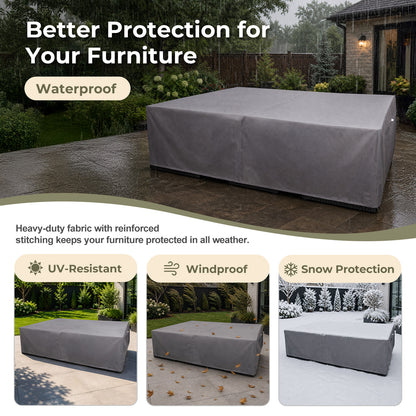 Outdoor Patio Furniture Set Cover, Gray, Rectangular
