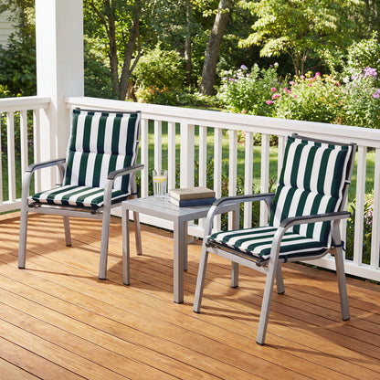 39x20x2.4 inch Outdoor Chair Cushions, Three-Section, Green Stripe