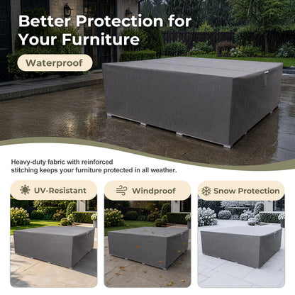 Outdoor Patio Furniture Set Cover, Gray, Square