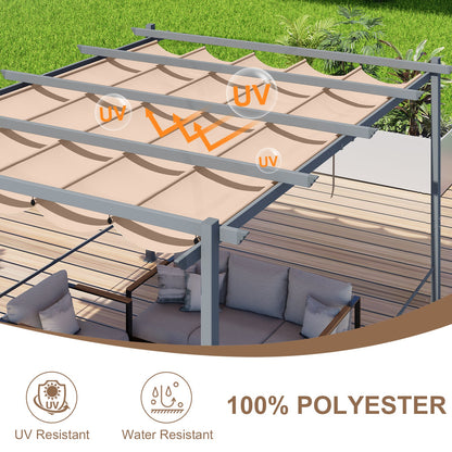 Pergola Replacement Canopy - Retractable Sun Shade Cover with Water-Resistant & UPF 50+ UV Blocking for Outdoor Patio