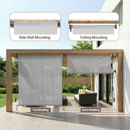 Patio Roller Shade, HDPE Fabric Outdoor Cordless Roll Up Blind with UV Protection