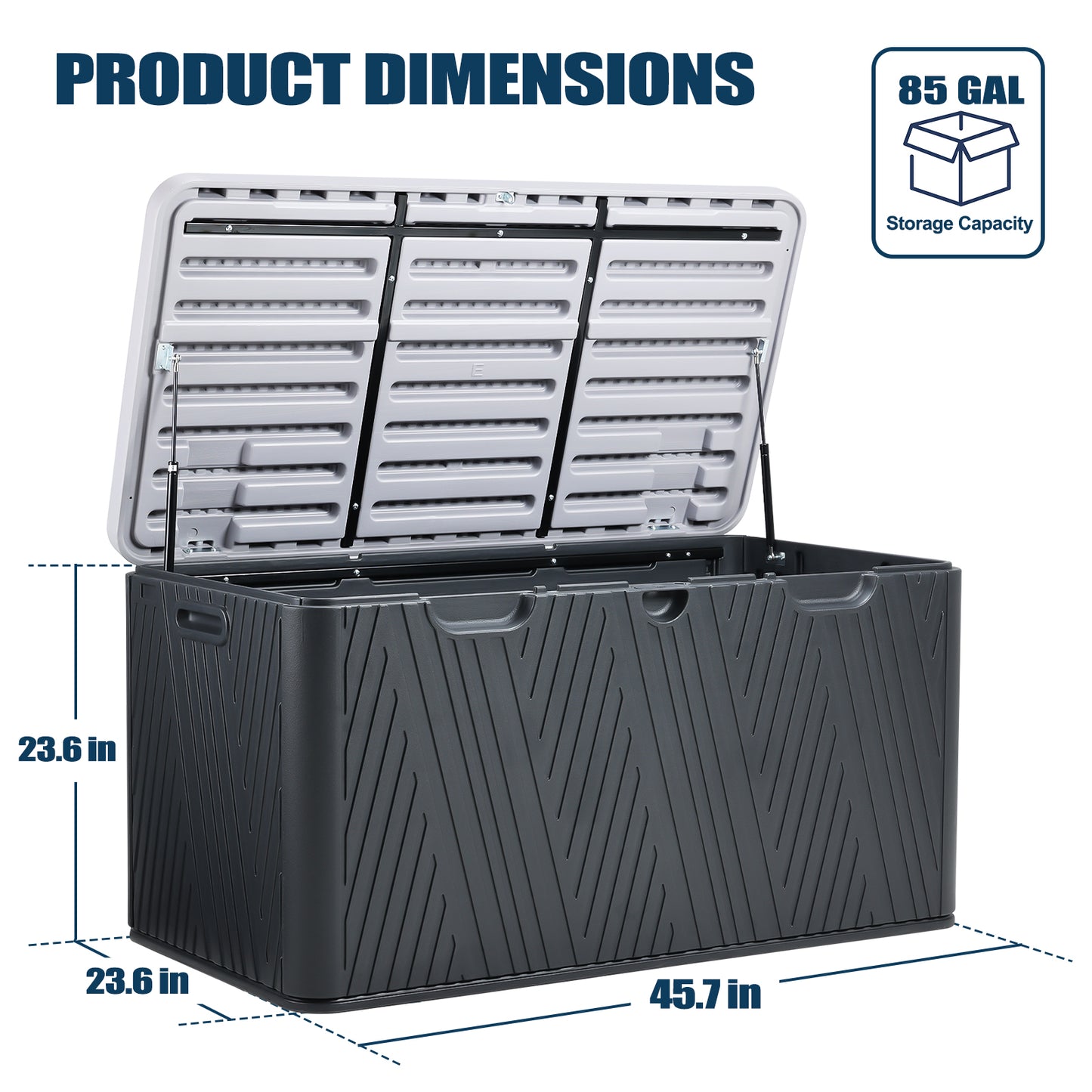 85 Gallon Deck Box, Outdoor Patio Bench Storage Box Weather-Resistant Lockable Aoodor 