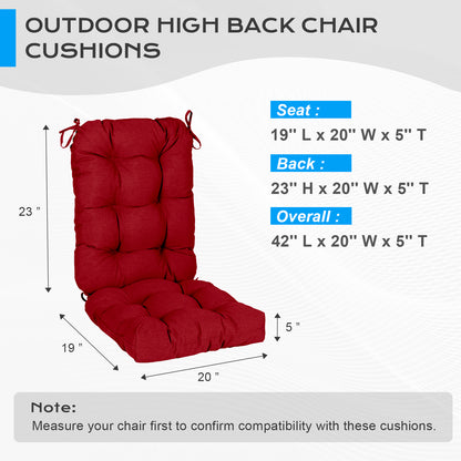 Tufted Outdoor High Back Chair Cushions Patio Replacement Cushion, Red