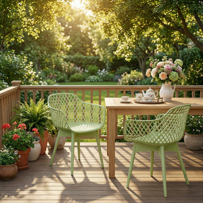 Modern Dining Chairs Set, Weather-Resistant Plastic Cafe Chairs