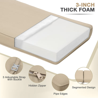 72x21x3 inch Patio Chaise Lounger Cushions Set of 2 - Brown